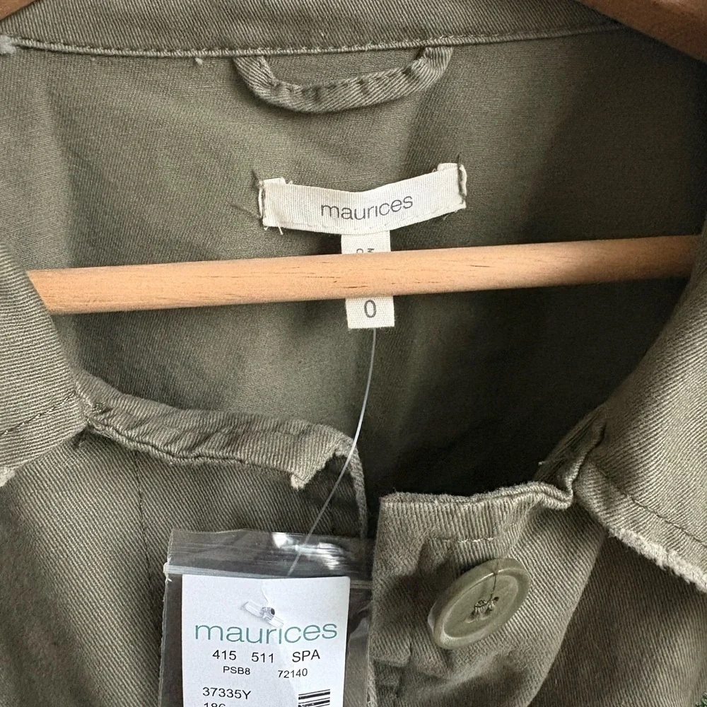 Maurices Floral Embroidered Olive Green Twill Jacket NEW